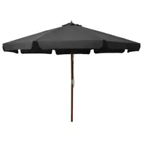 Lauko skėtis nuo saulės su mediniu stulpu, antracito, 330cm