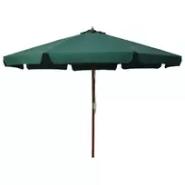 Lauko skėtis nuo saulės su mediniu stulpu, žalias, 330cm