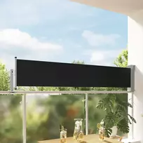 Ištraukiama šoninė kiemo pertvara, juodos spalvos, 60x300cm