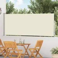 Ištraukiama šoninė kiemo pertvara, kreminės spalvos, 120x500cm