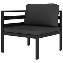 Modulinė kampinė sofa su pagalvėmis, antracito, aliuminis
