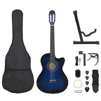 Gitaros rinkinys su ekvalaizeriu, 12 dalių, mėlynas, 6 stygos