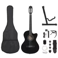 Gitaros rinkinys su ekvalaizeriu, 12 dalių, juodas, 6 stygos