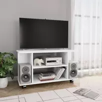 TV spintelė su ratukais, baltos spalvos, 80x40x45 cm, mediena