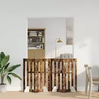 Sulankstomas šunų tvora 4 pcs Rūkytas Ąžuolas 201 x 38 x 90 cm