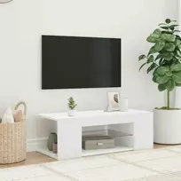 Televizoriaus spintelė su LED apšvietimu, balta, 90x39x30cm