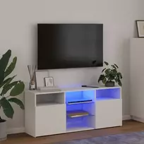 Televizoriaus spintelė su LED apšvietimu, balta, 120x30x50cm
