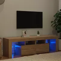 Televizoriaus spintelė su LED, sonoma ąžuolo, 140x36,5x40cm