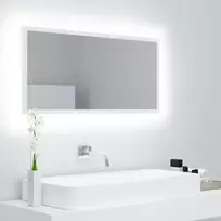 Vonios kambario LED veidrodis, baltas, 90x8,5x37cm, akrilas