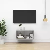 Prie sienos montuojama TV spintelė, betono, 37x37x72 cm, MDP