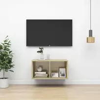 Prie sienos montuojama TV spintelė, ąžuolo, 37x37x72 cm, MDP