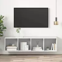 Prie sienos montuojama TV spintelė, balta, 37x37x142,5cm, MDP