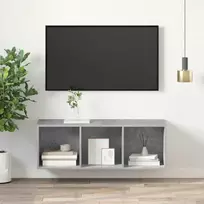 Prie sienos montuojama TV spintelė, betono, 37x37x107cm, MDP