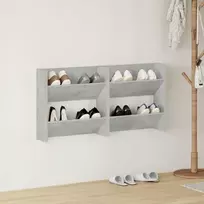 Sieninės spintelės batams, 2vnt., pilkos, 60x18x60cm, MDP