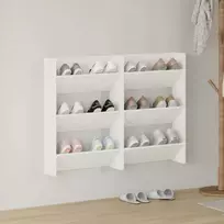 Sieninės spintelės batams, 2vnt., baltos, 60x18x90cm, MDP