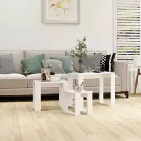 Sustumiami staliukai, 3vnt., balti, apdirbta mediena, blizgūs