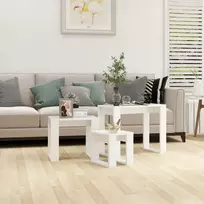 Sudedami staliukai, 3 vnt., balti, inžinerinė mediena