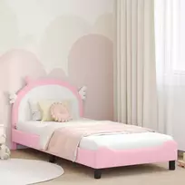 Vaikiška lovos konstrukcija su galvūgaliu Rožinė 90 x 200 cm PU