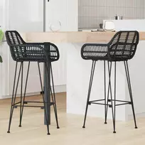 Baro Kėdė 2 pcs 55 x 52 x 105 cm Ratanas ir Geležis