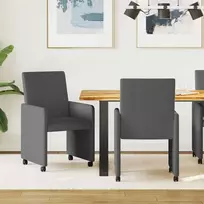 Valgomojo Kėdės su Ratukais 2 pcs Tamsiai pilka 57 x 66 x 94 cm