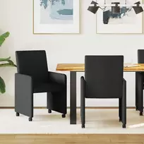 Valgomojo Kėdės su Ratukais 2 pcs Juoda 57 x 66 x 94 cm audinys