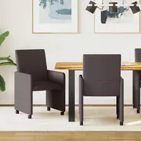 Valgomojo Kėdės su Ratukais 2 pcs Tamsiai rudas 57 x 66 x 94 cm