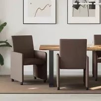 Valgomojo Kėdės su Ratukais 2 pcs Ruda 57 x 66 x 94 cm