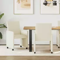 Valgomojo Kėdės su Ratukais 2 pcs Kreminė 57 x 66 x 94 cm