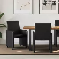 Valgomojo Kėdės su Ratukais 2 pcs Juoda 57 x 66 x 94 cm