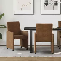 Valgomojo Kėdės su Ratukais 2 pcs Ruda 57 x 66 x 94 cm
