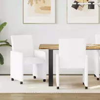 Valgomojo Kėdės su Ratukais 2 pcs Balta 57 x 66 x 94 cm