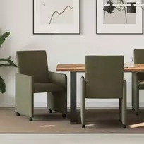 Valgomojo Kėdės su Ratukais 2 pcs Armijos žalia 57 x 66 x 94 cm