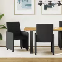Valgomojo Kėdės su Ratukais 2 pcs Juoda 58 x 65 x 94 cm audinys