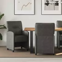 Valgomojo Kėdės su Ratukais 2 pcs Juoda 57 x 67 x 95 cm