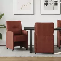 Valgomojo Kėdės su Ratukais 2 pcs Blizgiai ruda 57 x 67 x 95 cm