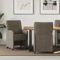 Valgomojo Kėdės su Ratukais 2 pcs Tamsiai pilka 57 x 67 x 95 cm