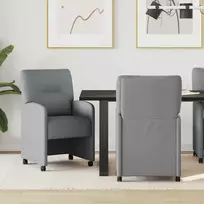 Valgomojo Kėdės su Ratukais 2 pcs Šviesiai pilka audinys