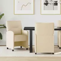 Valgomojo Kėdės su Ratukais 2 pcs Kreminė 57 x 67 x 95 cm