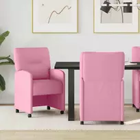 Valgomojo Kėdės su Ratukais 2 pcs Rožinė 57 x 67 x 95 cm