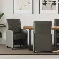 Valgomojo Kėdės su Ratukais 2 pcs Juoda 58 x 67 x 97 cm