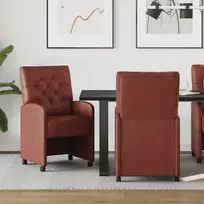 Valgomojo Kėdės su Ratukais 2 pcs Blizgiai ruda 58 x 67 x 97 cm