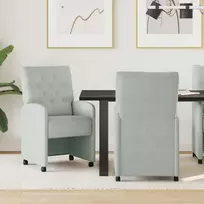 Valgomojo Kėdės su Ratukais 2 pcs Šviesiai pilka Aksomas