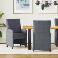 Valgomojo Kėdės su Ratukais 2 pcs Tamsiai pilka 58 x 67 x 97 cm