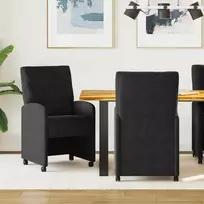 Valgomojo Kėdės su Ratukais 2 pcs Juoda 58 x 67 x 97 cm Aksomas