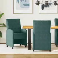 Valgomojo Kėdės su Ratukais 2 pcs Tamsiai žalia 58 x 67 x 97 cm