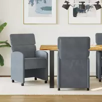 Valgomojo Kėdės su Ratukais 2 pcs Tamsiai pilka 58 x 65 x 98 cm