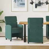 Valgomojo Kėdės su Ratukais 2 pcs Tamsiai žalia 58 x 65 x 98 cm
