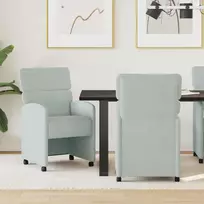 Valgomojo Kėdės su Ratukais 2 pcs Šviesiai pilka Aksomas