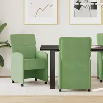 Valgomojo Kėdės su Ratukais 2 pcs Šviesiai žalia Aksomas