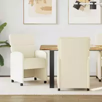 Valgomojo Kėdės su Ratukais 2 pcs Kreminė 58 x 65 x 98 cm